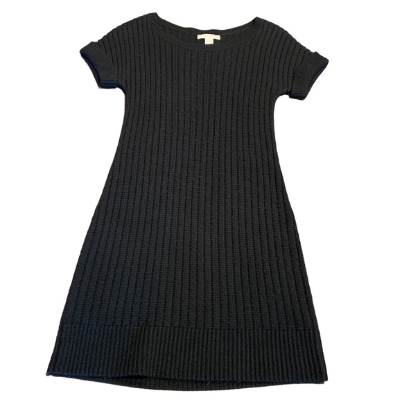 Banana Republic Black Short Sleeve Ribbed Sweater Dress Size 2 - Picture 1 of 6